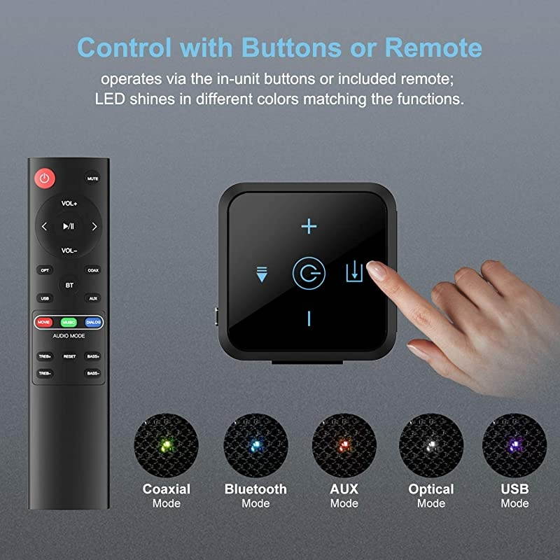 100 Watt Home Theater System 21 Channel with Builtin Subwoofer Bluetooth 50 and Wired Connections Sound Bars for TV 32 Inch 3 Audio Modes Bass Adjustable Wall Mountable Touch Control