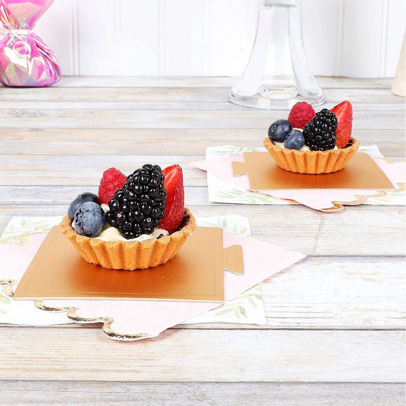 Sparkle and Bash 200 Pack Mini Gold Foil Cake Boards, Square Dessert Display (3.5 In)