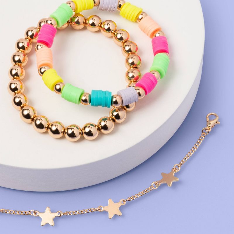 Kids' 3pk Rainbow Star Beaded Bracelet Set - More Than Magic™