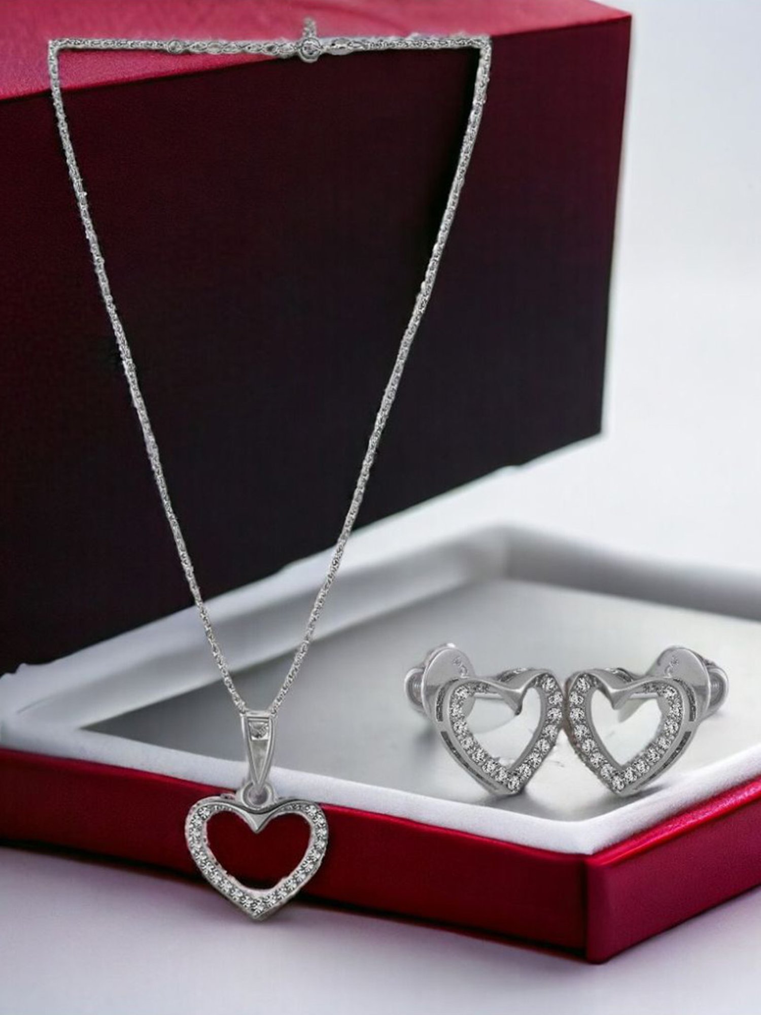 Rihi by P.C. Chandra Jewellers 925 Silver Heart Jewel Set for Women & Girls