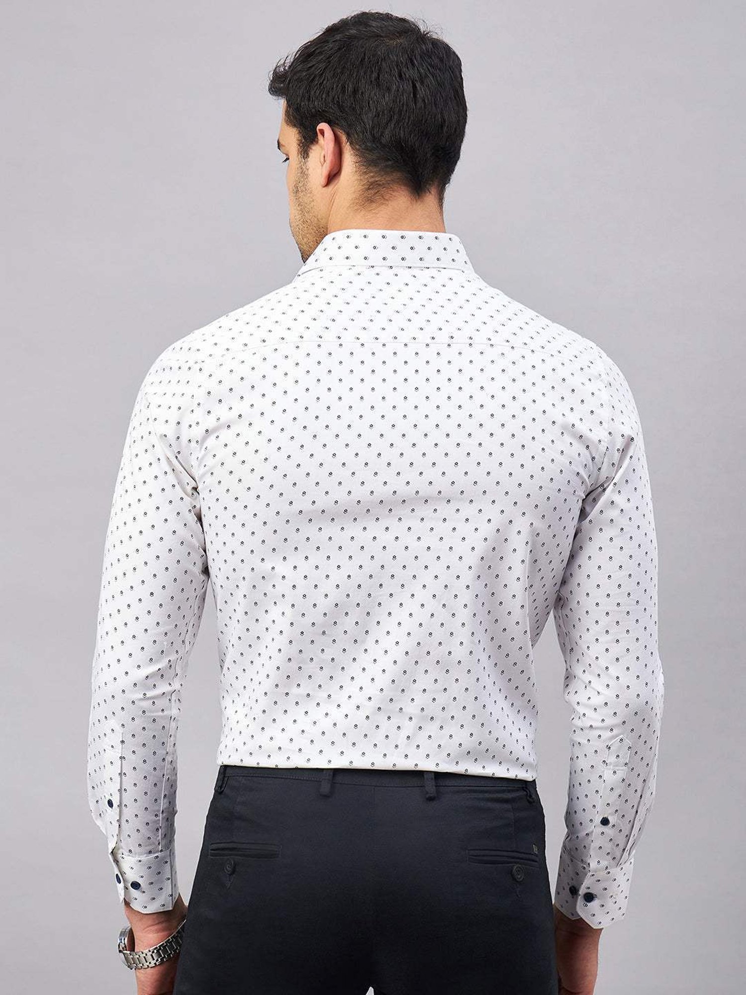 Louis Stitch White Cotton Regular Fit Printed Shirt