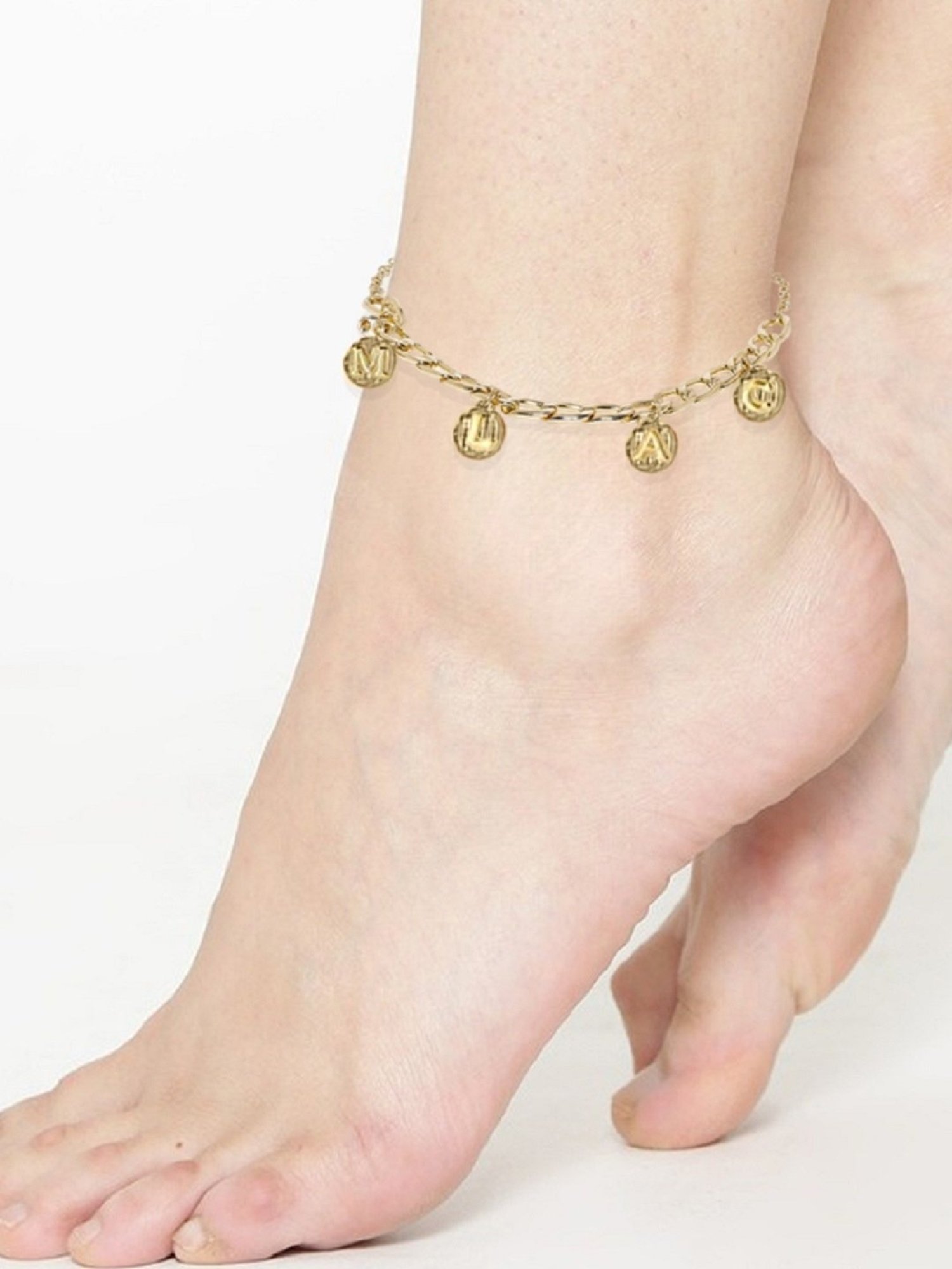 OOMPH Gold-Tone "CALM" Charm Fashion Stylish Latest Anklet for Women