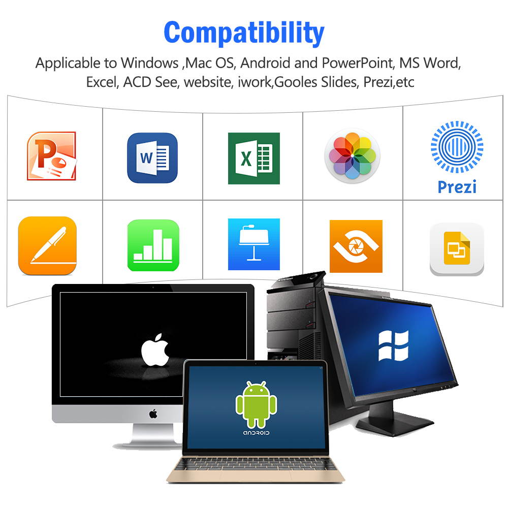 2.4GHz Rechargeable Presentation Clicker Red Laser Pointer for Cats Dogs, 100FT Wireless Presenter Remote PowerPoint Clicker Presentation Remote for Mac, Laptop, Computer