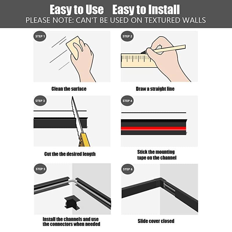 Cable Concealer 157in Cord Cover PVC Wire Molding Paintable Wire Channel to Hide a Single Power Cord Speaker Wire or TV Cables in Home or Office 10X L157in W059in H04in CC03 Black