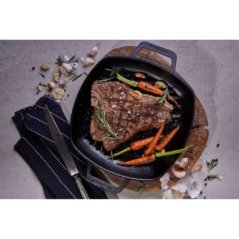 Victoria Seasoned 10" Grill Pan with Double Loop Handles