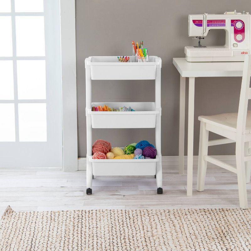 3-Tier Plastic Cart White - Room Essentials™