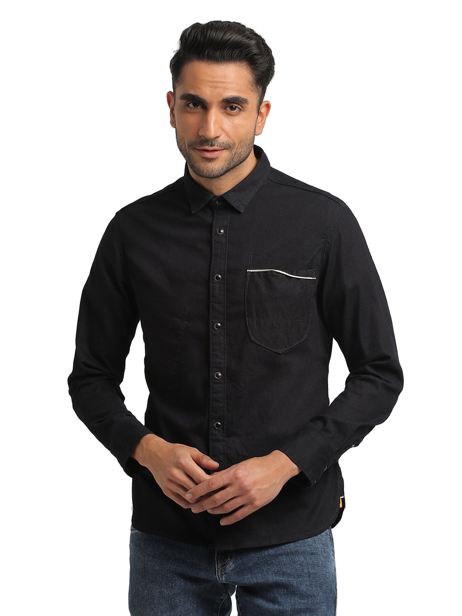 EVERBLUE Dark Ink Blue Regular Fit Shirt