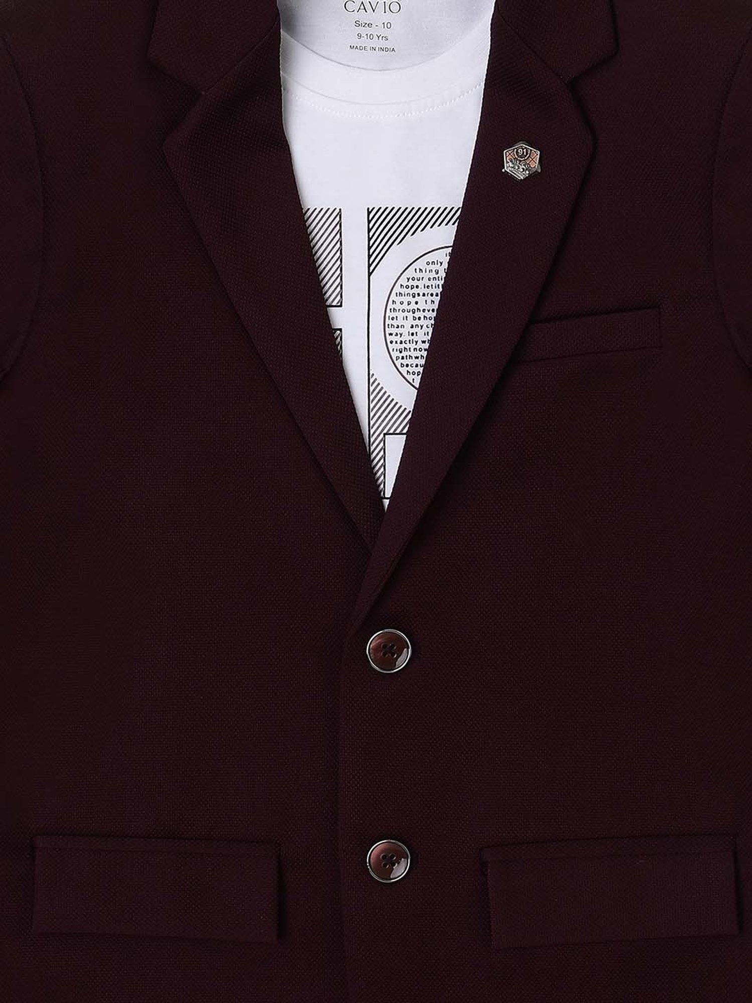 Cavio Kids Violet & White Regular Fit Full Sleeves Blazer Set