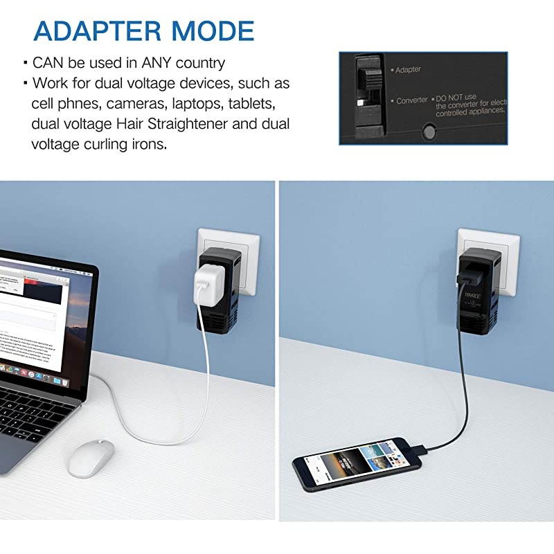 C8 2000W Travel Voltage Converter 220V to 110V for Hair Dryer Steam Iron, 8A Universal Power Adapter with All in One UK/AU/US/EU Worldwide Plug Wall Charger for Laptop MacBook Camera Cell Phone