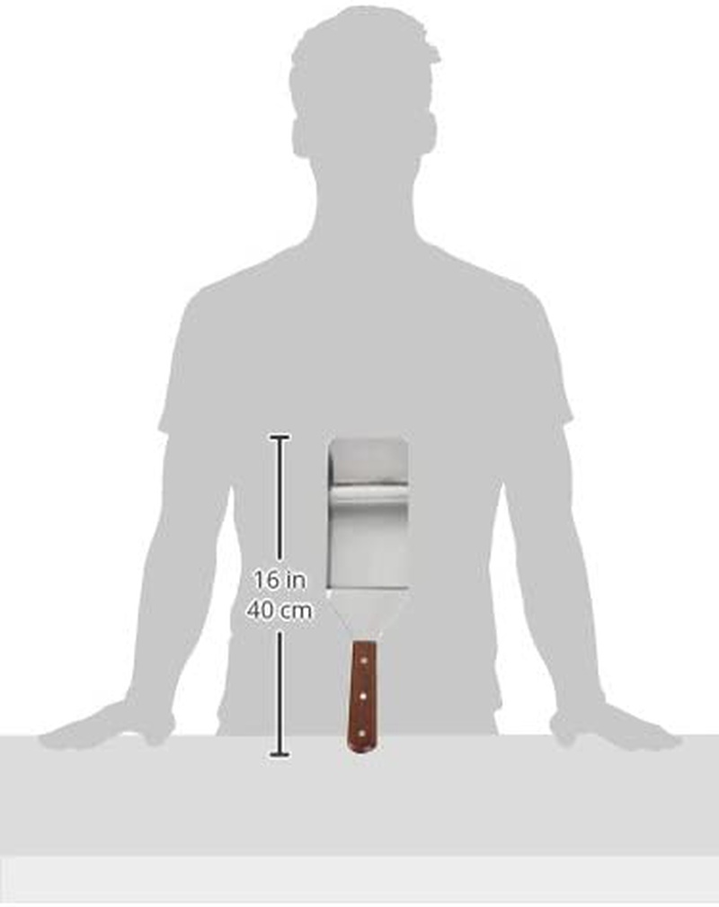 Update International Extra-Large, 16-Inch Long, Grill Spatula, Turner Spatula, Barbecue BBQ Spatula, W/Cutting Edge, Solid Stainless Steel, Riveted Smooth Wood Handle, Commercial Grade