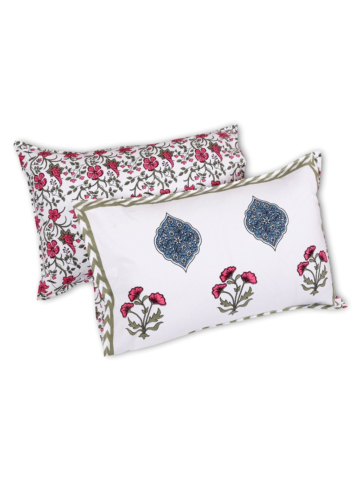 Romee White Cotton Ethnic Bed Sheets