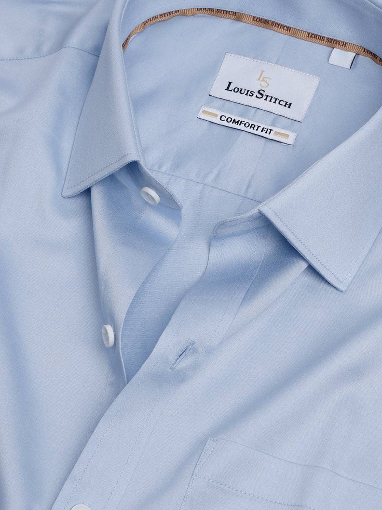 Louis Stitch Blue Cotton Regular Fit Shirt