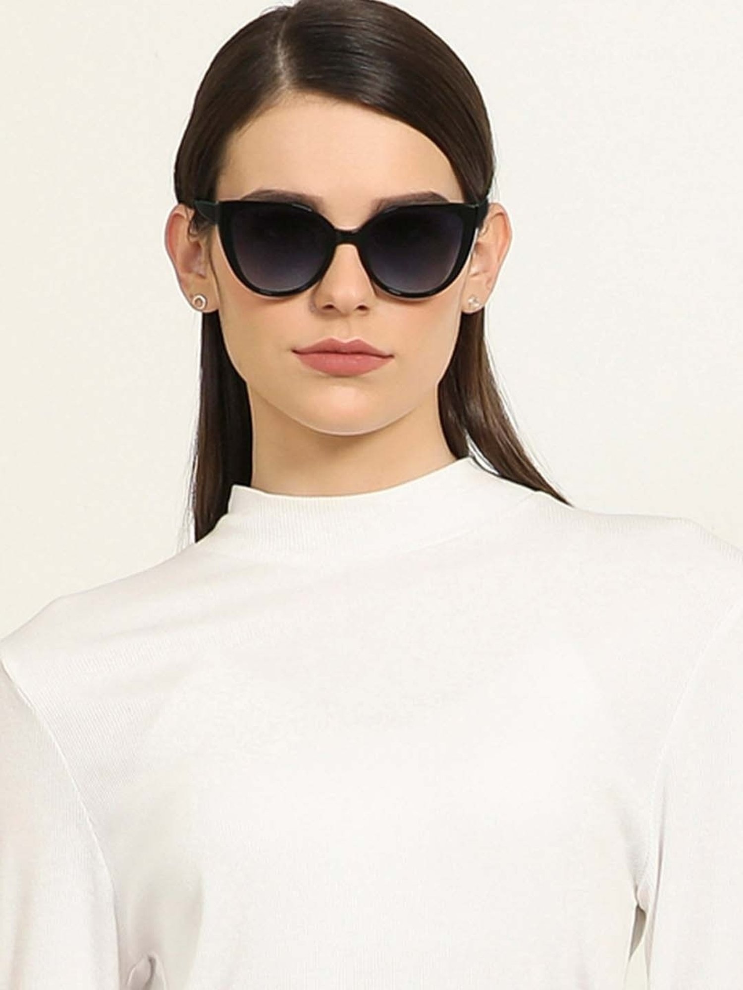 John Jacobs JJ S13028 Grey Polarized Cat Eye Sunglasses