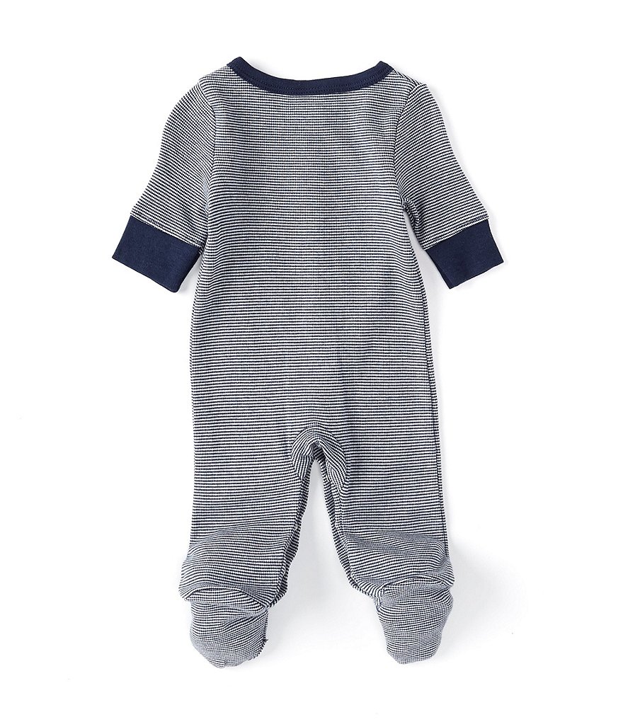 Starting Out Navy Baby Boys Preemie-6 Months Long-Sleeve Stripe Footed Coverall