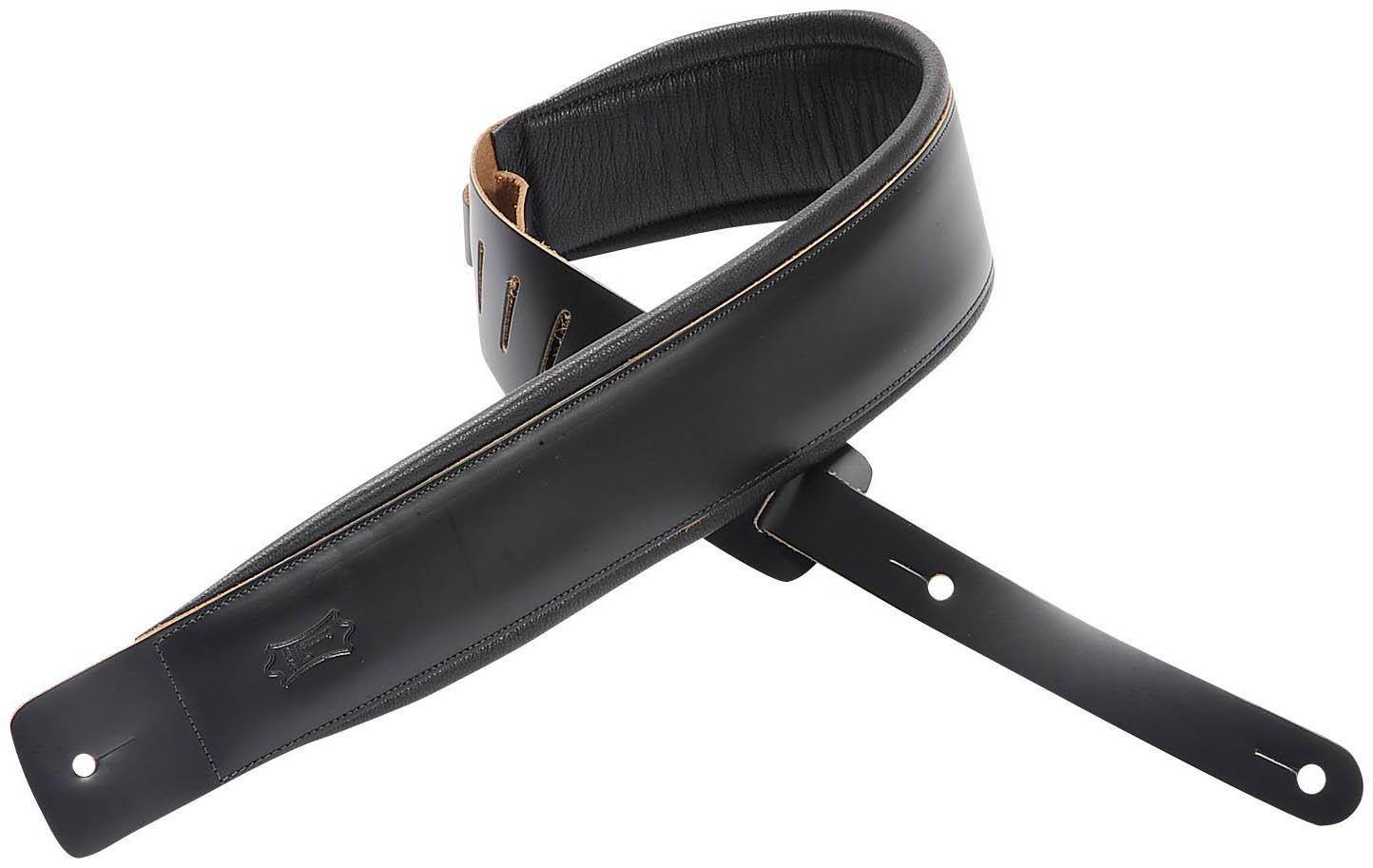 Levy's 2.5" Foam Padded Leather Guitar Strap, Black