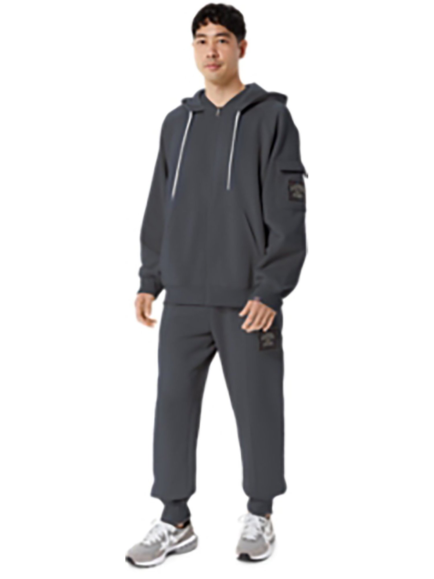 Asics Grey Full Sleeves Hooded Sweatshirt