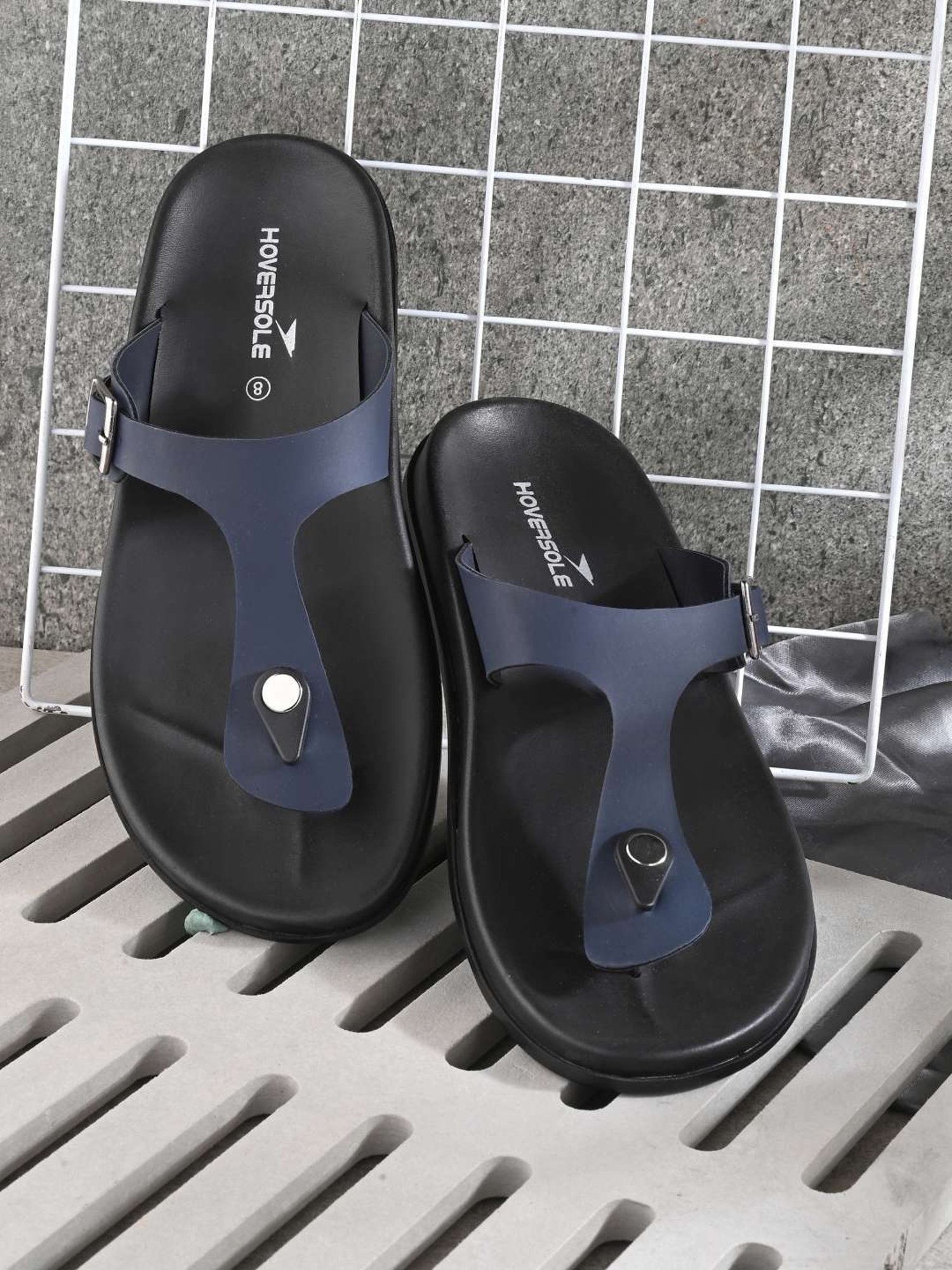 Hoversole Men's Navy T-Strap Sandals
