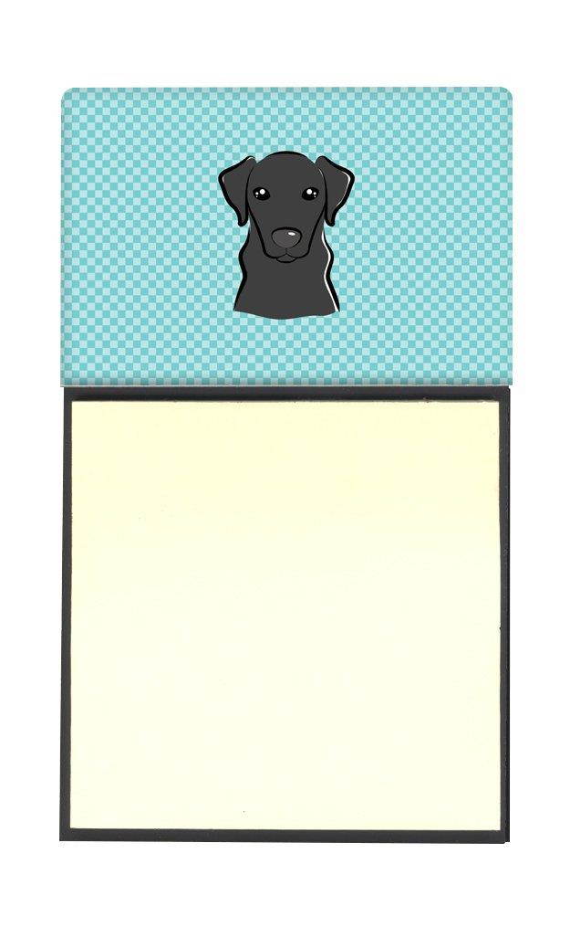 Caroline's Treasures Checkerboard Blue Black Labrador Refillable Sticky Note Holder or Postit Note Dispenser, 3.25 by 5.5", Multicolor