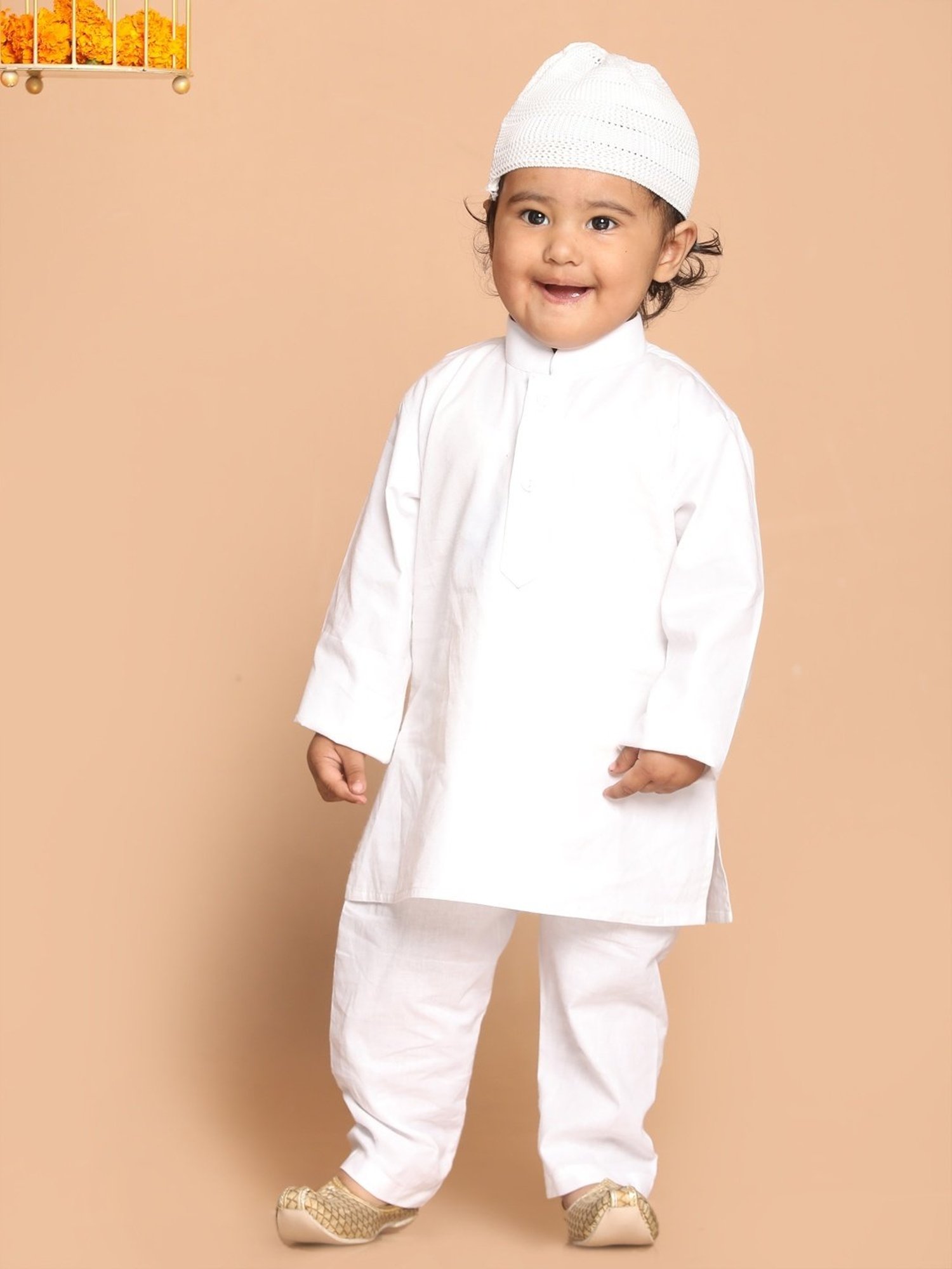 VASTRAMAY SISHU White Cotton Straight Fit Kurta Set