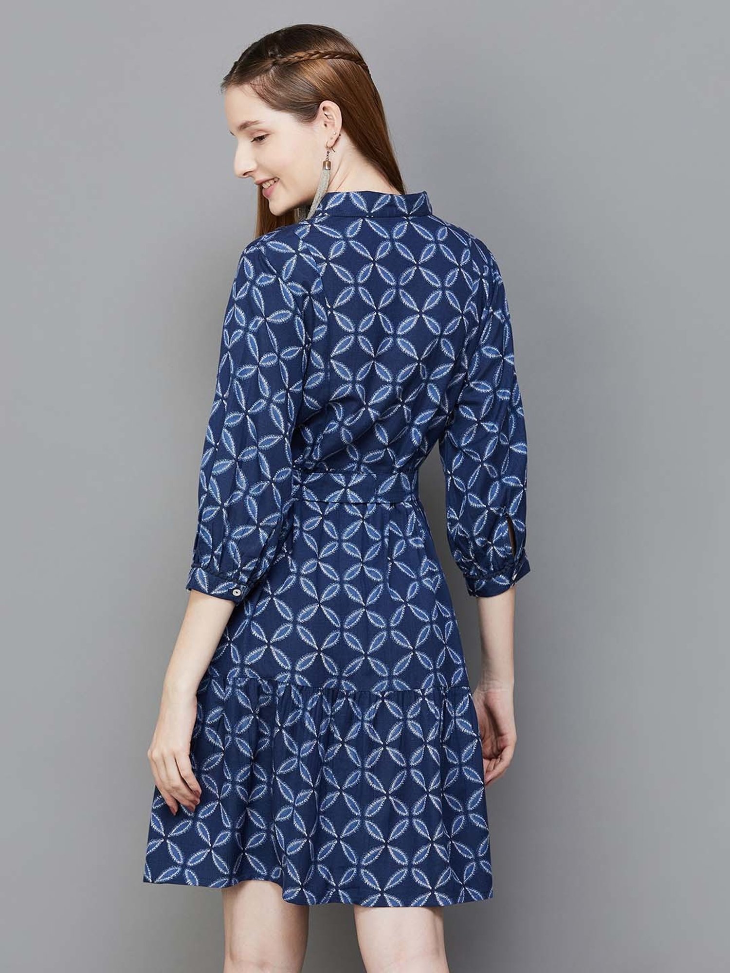 Colour Me by Melange Blue Printed Shirt Dress