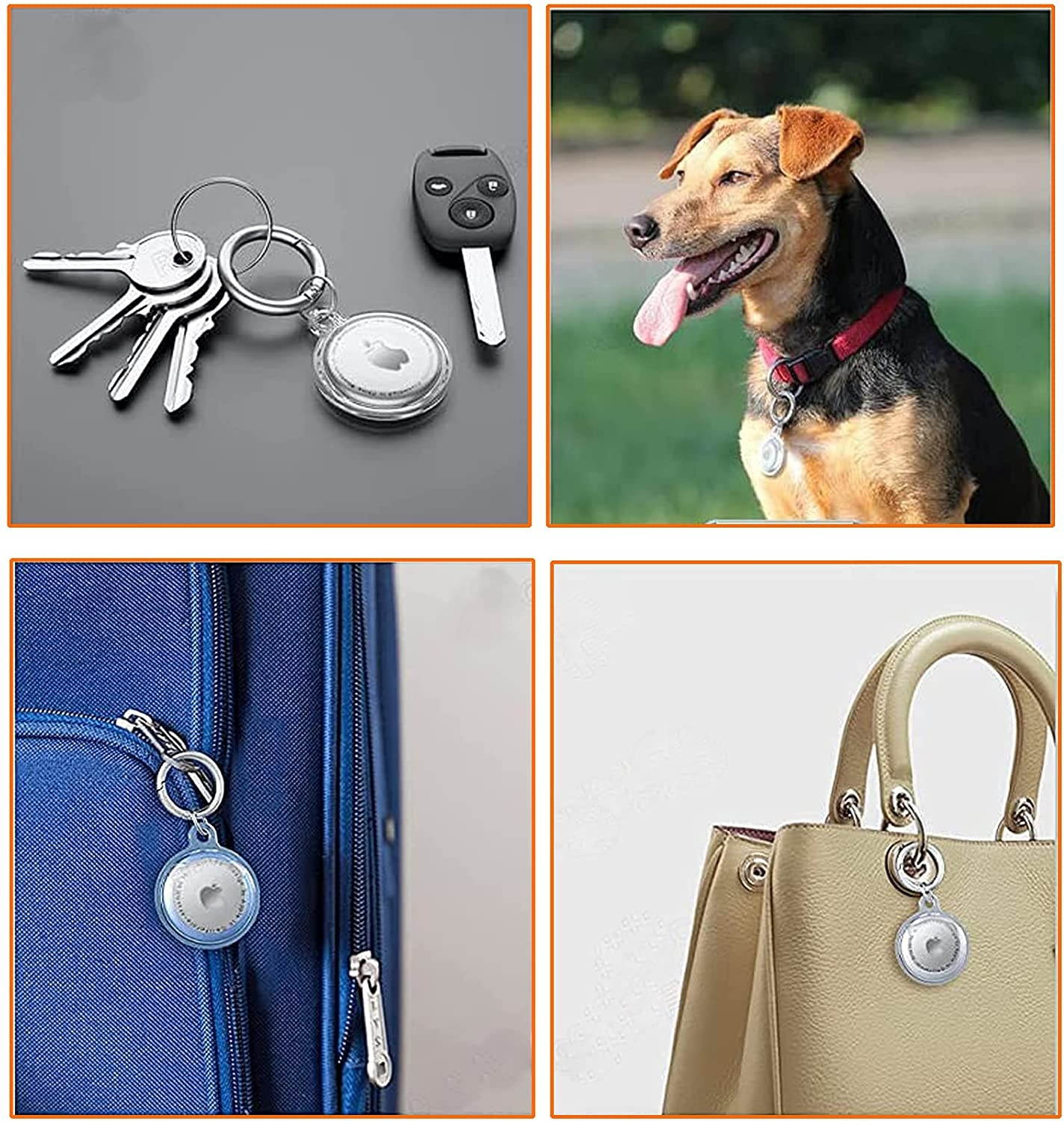 AirTag Case Keychain 2 Pack, TPU Soft Full Body Protective Cover Anti Scratch Slim for iPhone Finder AirTag 2021 - Pink