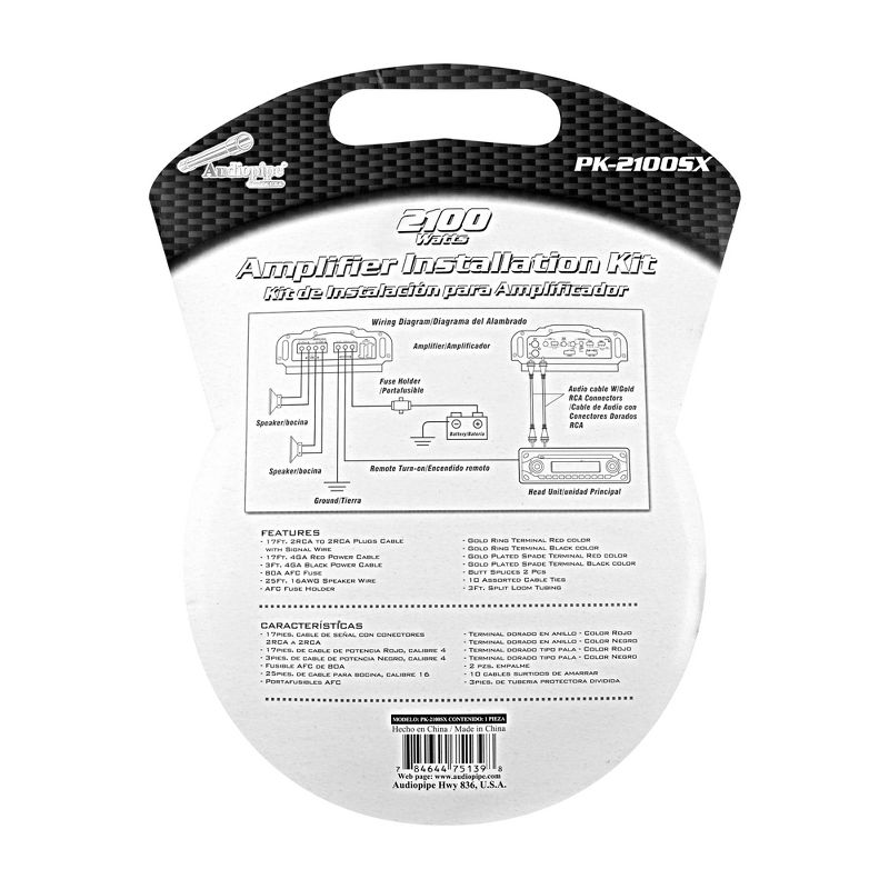 Taramps 900234 TW SLAVE Car Audio Dual Output Wireless Receptor Digital Transmitter with Audiopipe PK-2100SX Amplifier Installation Kit