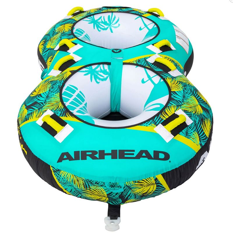 Airhead BLAST 2 Inflatable Open Top 2-Person Towable Water Tube with Knuckle Guard Handles and Dual Tow Points, Tropical Green
