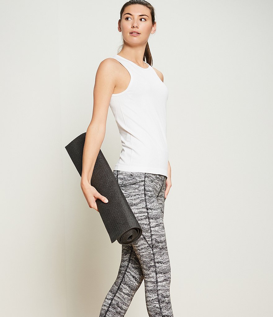 IBKUL Kimmy Print Long Sleeve Mock Neck Active Top