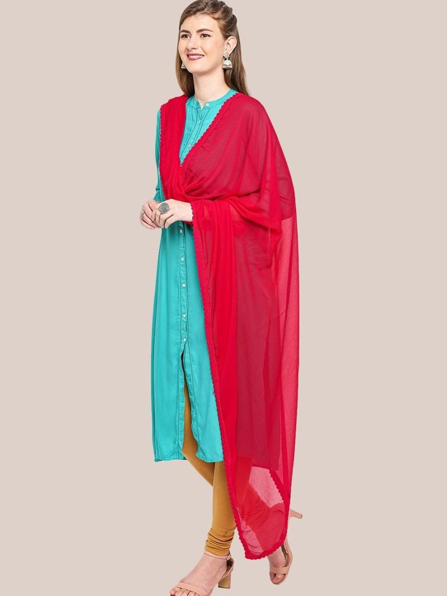 Stylum Red Plain Dupatta
