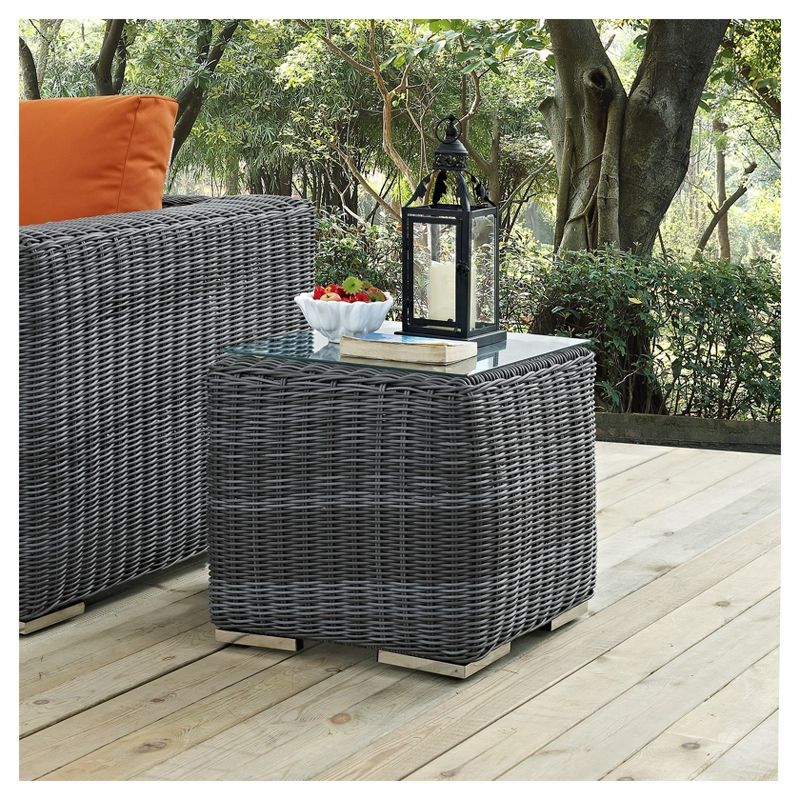 Summon Outdoor Square Patio Side Table - Gray - Modway