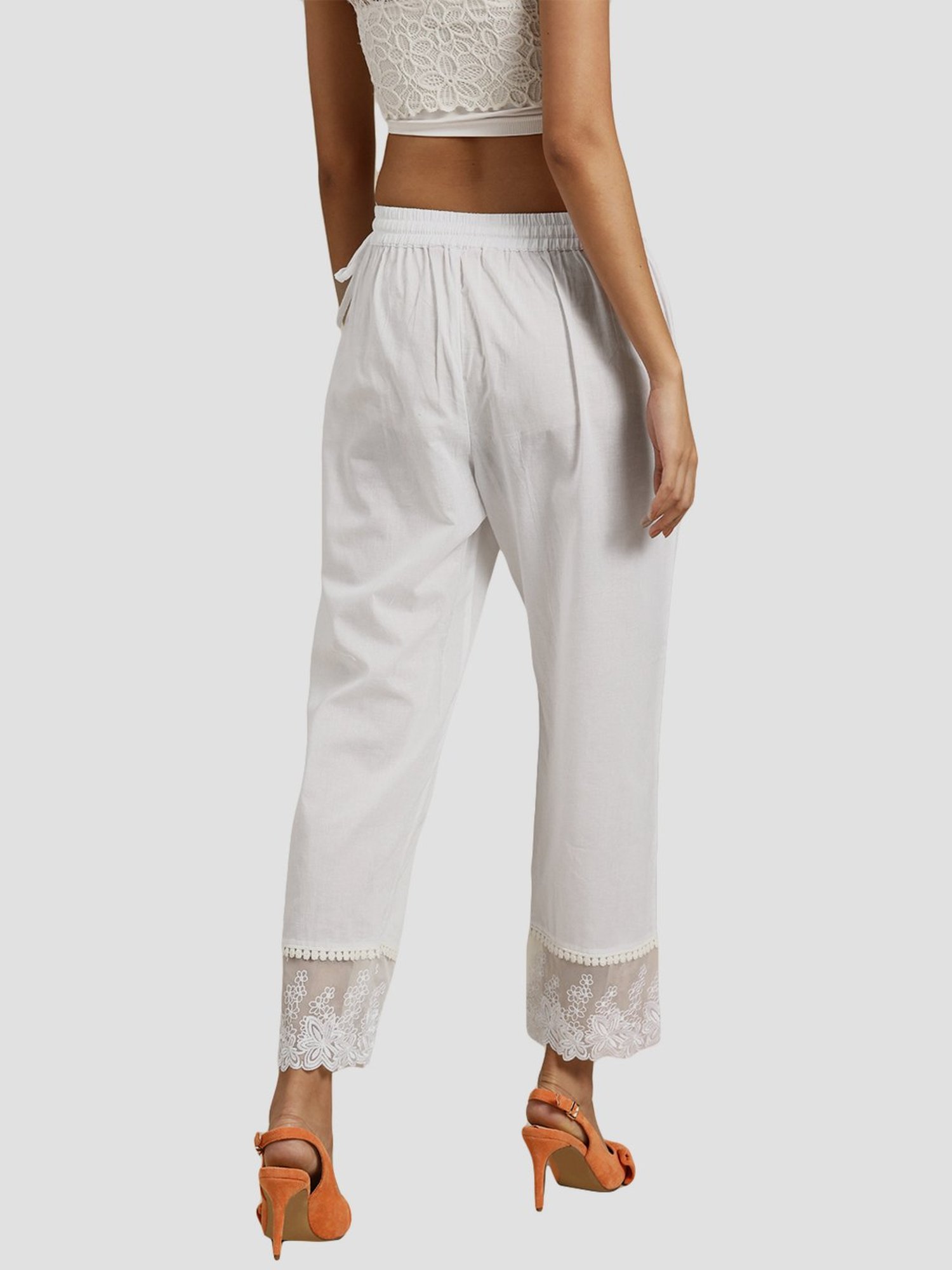 KSUT White Embroidered Pants