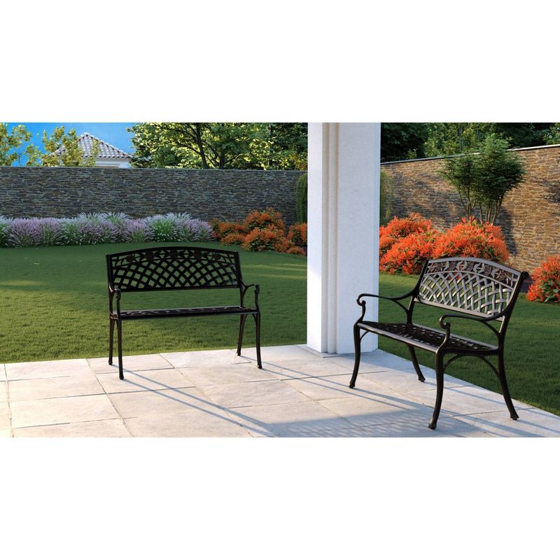 Scalret Aluminum Patio Bench - Antique Bronze - Balkene Home