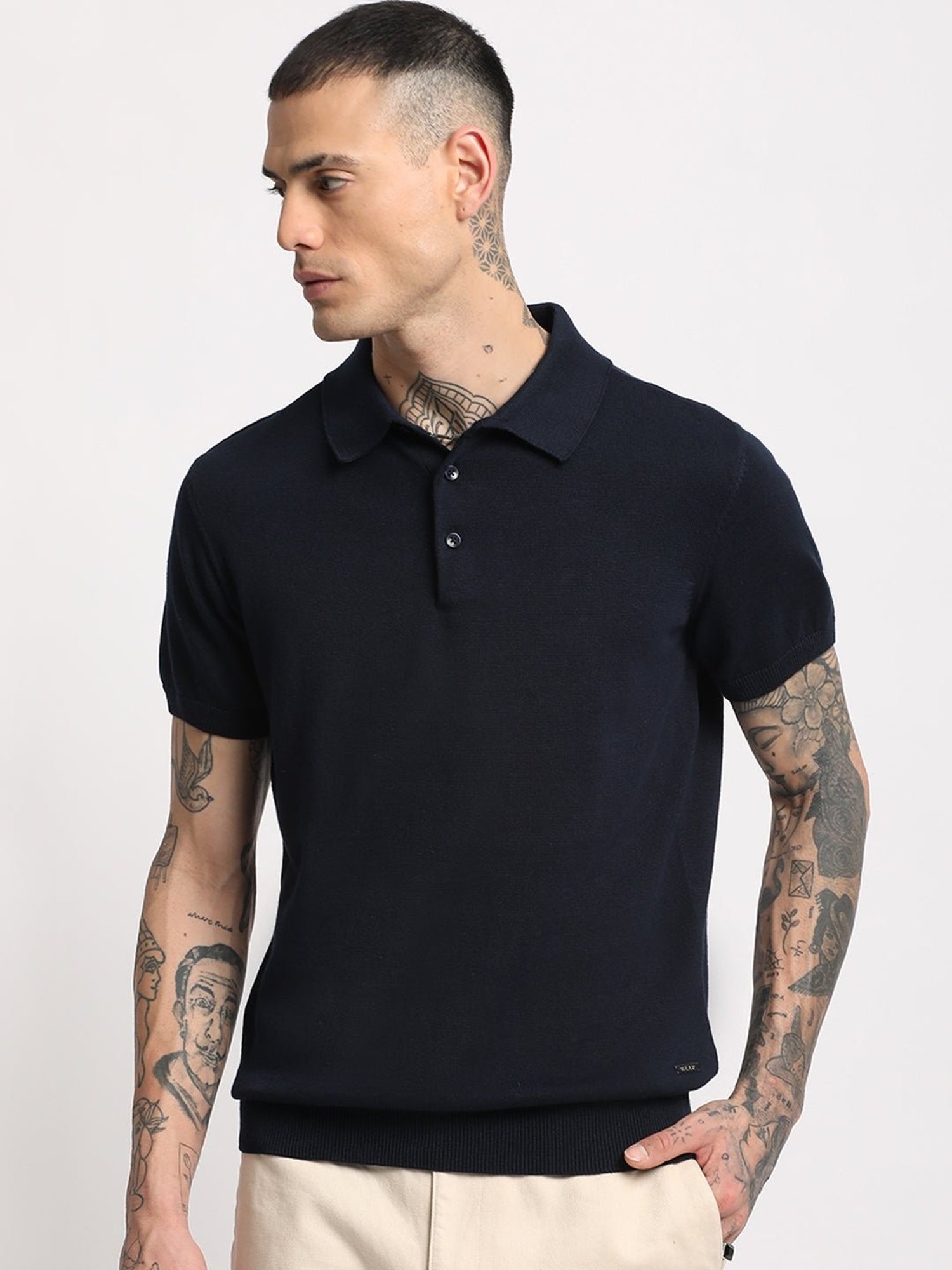 The Bear House Navy Regular Fit Polo T-Shirt