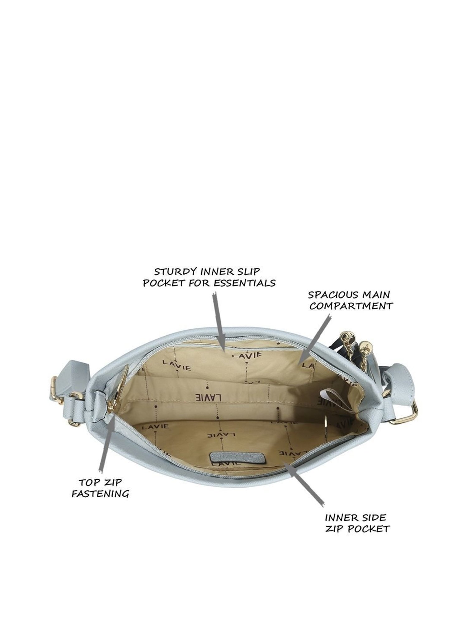 Lavie Tasco Powder Blue Solid Medium Sling Handbag