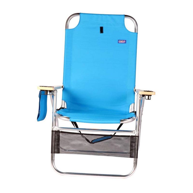 Copa Big Papa 4 Position Folding Aluminum Beach Lounge Chair w/ Headrest, Blue