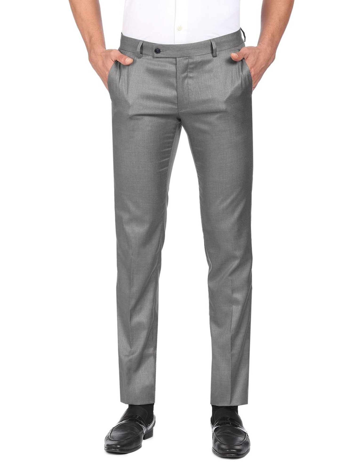 Arrow Grey Regular Fit Trousers