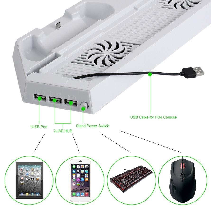 Charge Cooling Bracket for PS4 Host Controllers Vertical Stand Cooler with Fan