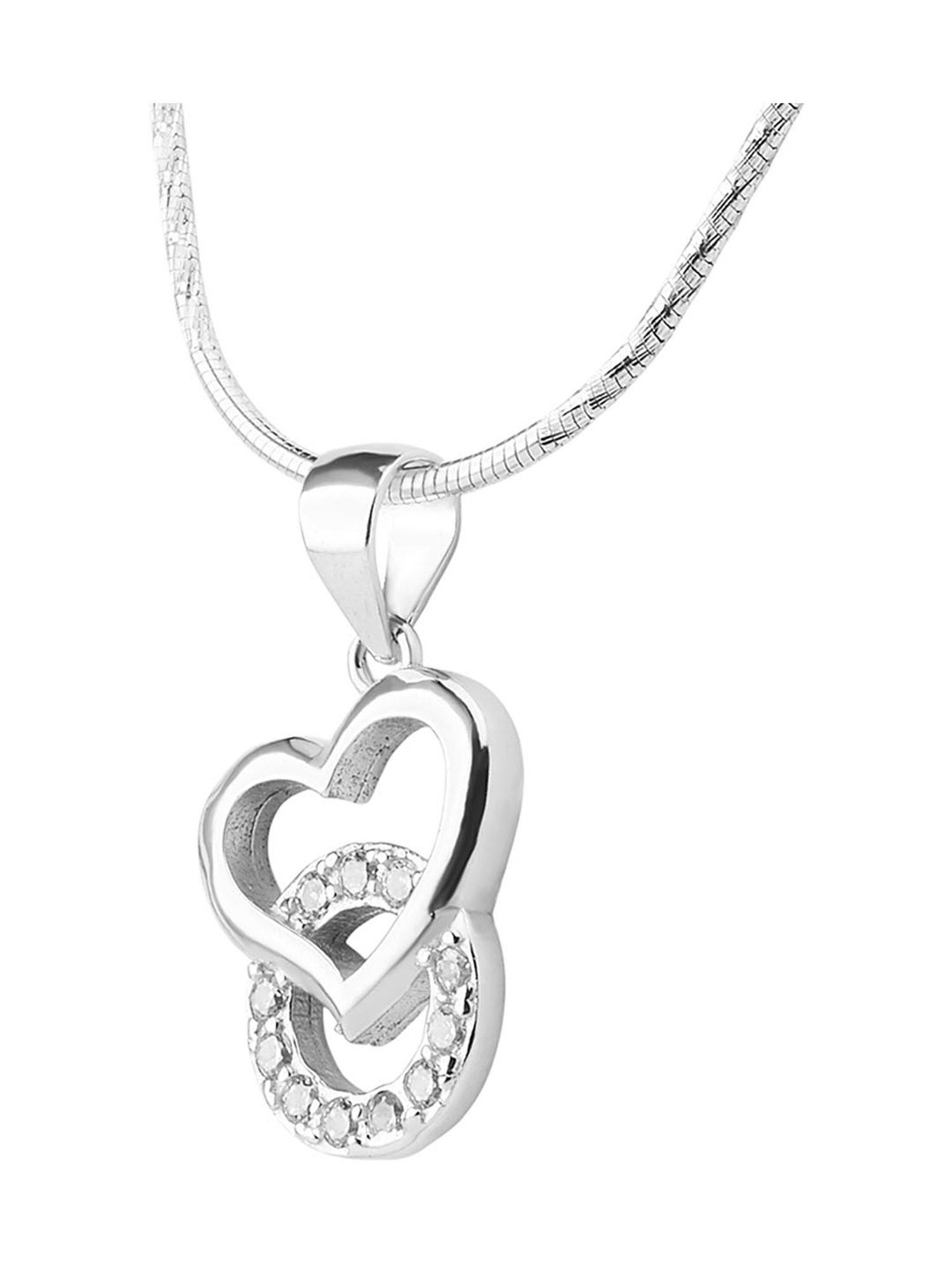 Anayra 92.5 Sterling Silver Heart Pendant with Chain for Women