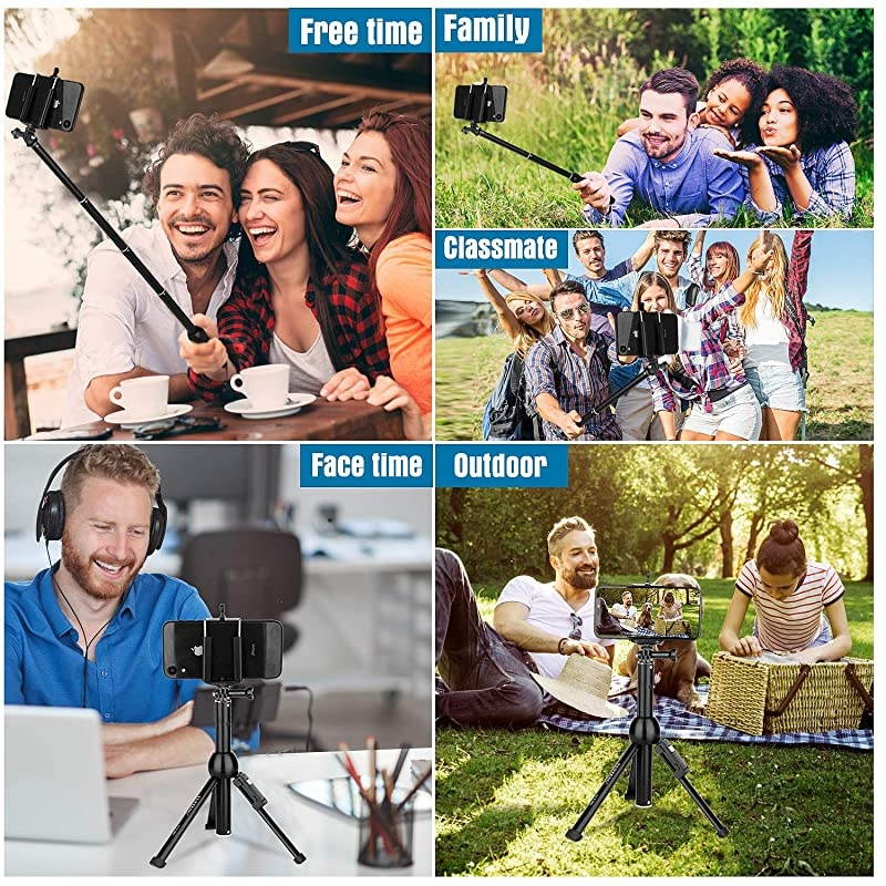 Stick Tripod AllinOne 45 Extendable Phone Tripod Stand Stick with Wireless Remote Compatible for iPhone 11 Pro XS Max XR X SE 8 7 6S Plus Android Samsung Galaxy S10 S9 OnePlus Gopro