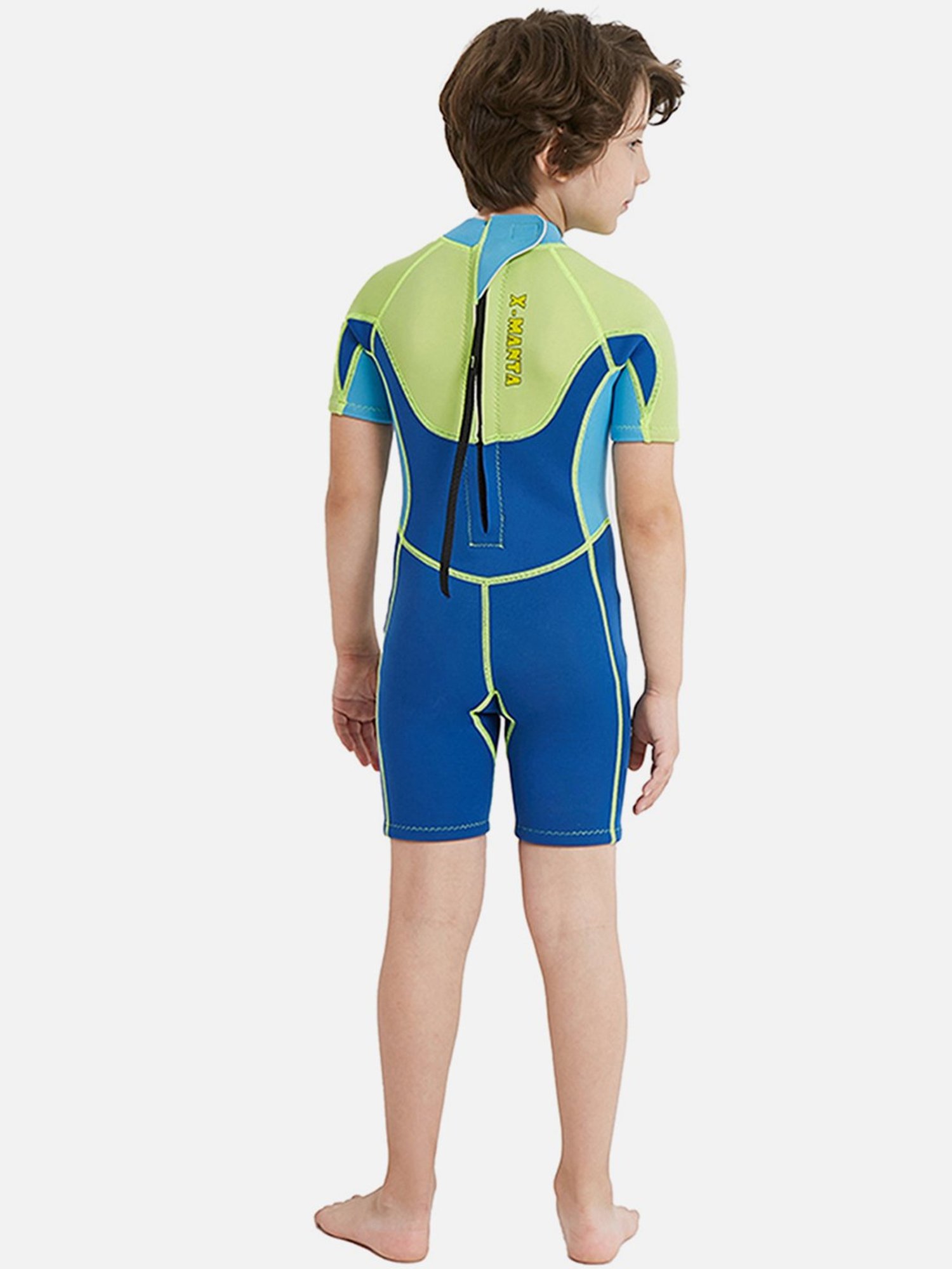 Little Surprise Box Kids Green & Blue Printed Swimsuit with Swim Bag