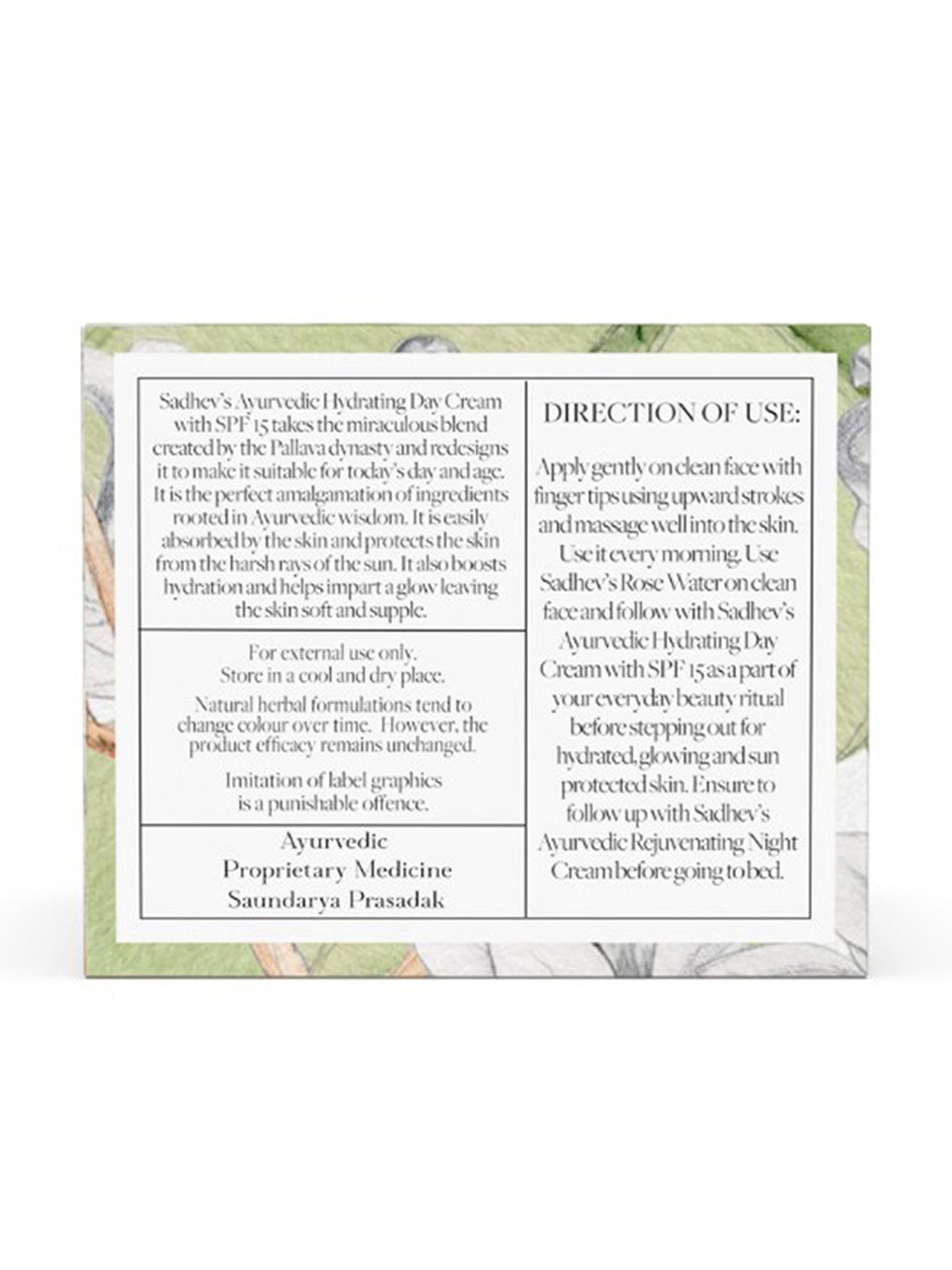 SADHEV The Art Of Ayurveda Ayurvedic Hydrating Day Cream SPF 15 - 15 gm