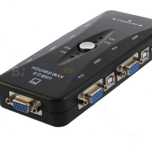 4 Port USB 2.0 KVM VGA/SVGA Keyboard Mouse Switch Box Adapter With VGA KVM Cable
