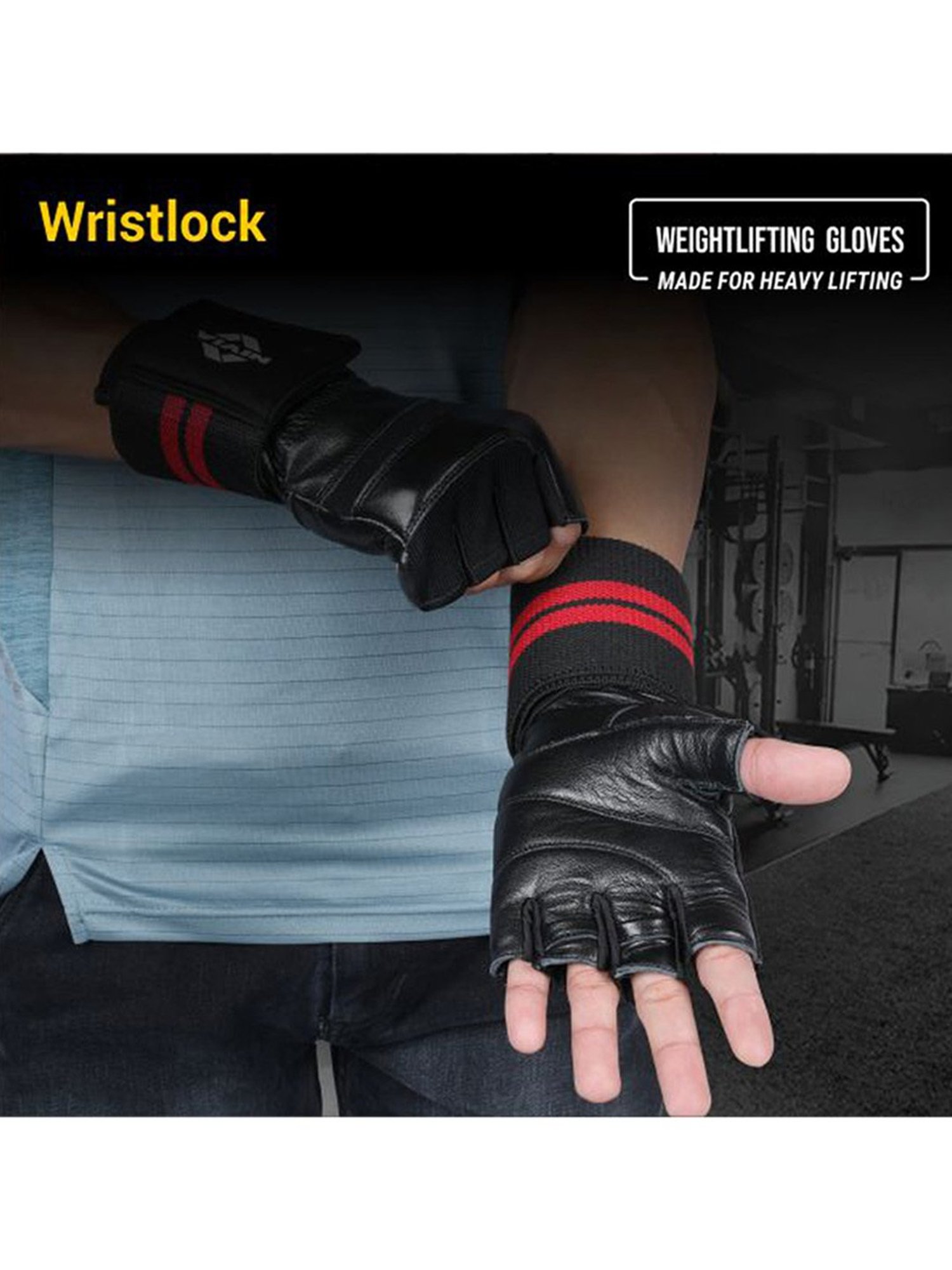 Protoner Gym Gloves with Padded Palm and Wrist Support (Black)