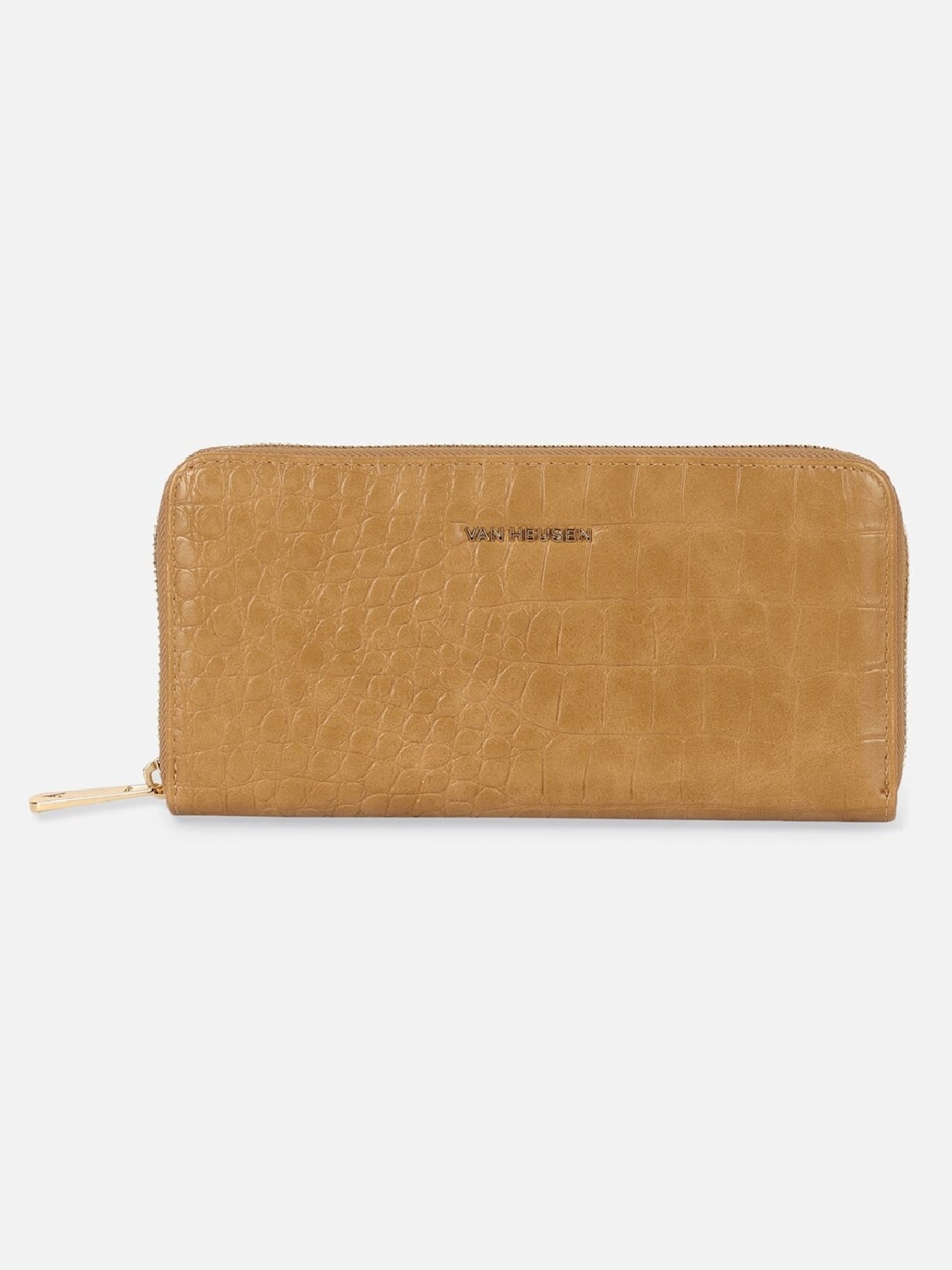 Van Heusen Beige Textured Zip Around Wallet for women
