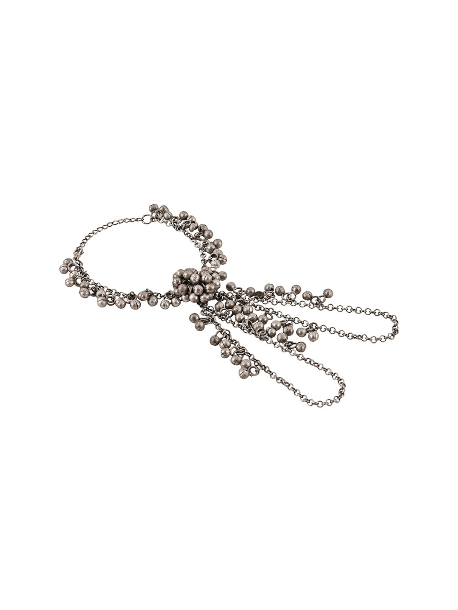 Teejh Umangan Ghungroo Silver Hand Harness Bracelet for Women