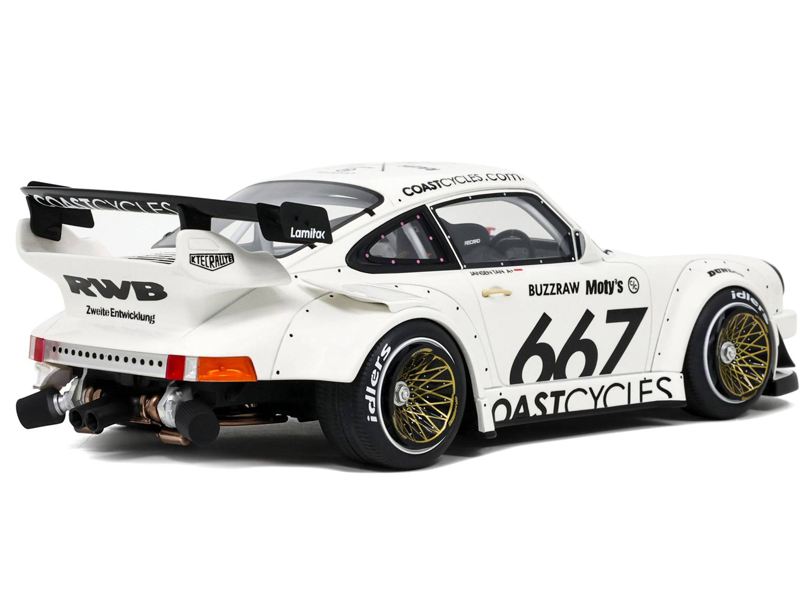RWB Bodykit "Coast Cycle" White with Graphics 1/18 Model Car by GT Spirit
