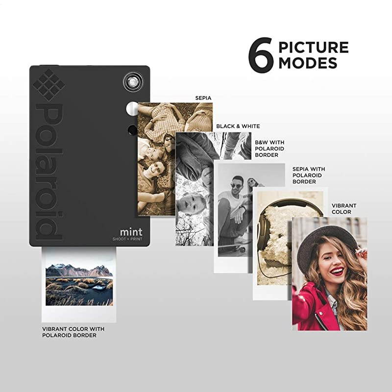 Polaroid Mint Instant Print Digital Camera (Black), Prints on  2x3 Sticky-Backed Photo Paper