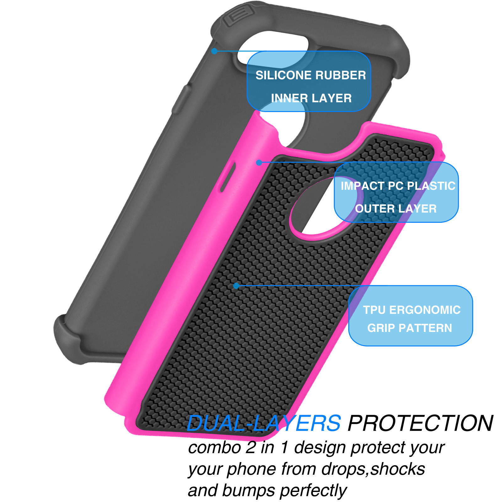 Tekcoo for iPhone 8 Case/iPhone 7 Cute Case, [Tmajor] Shock Absorbing Cases [Blue] Hybrid Bumper Sturdy Defender Rugged Cases Cover Plastic Outer & Rubber Silicone Inner