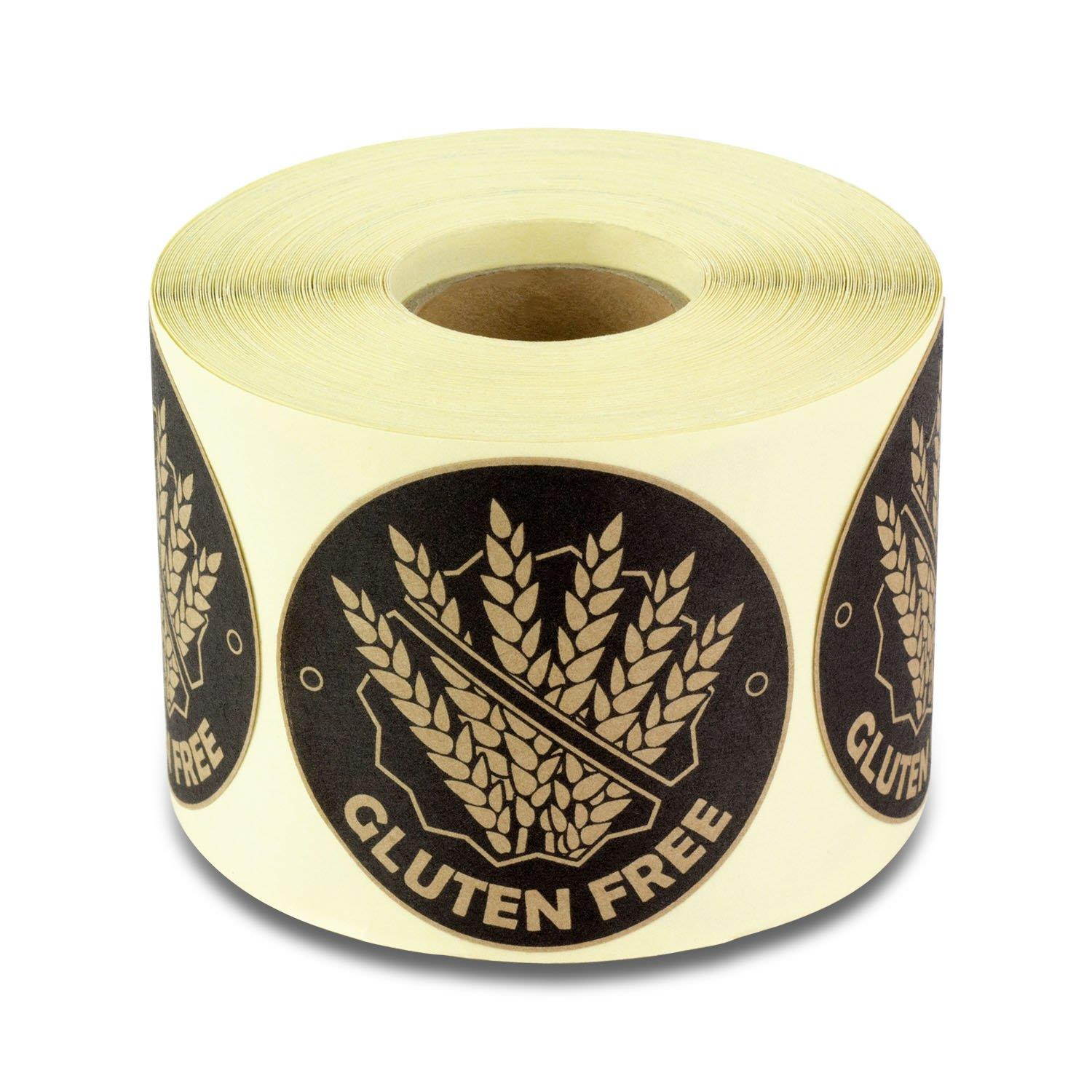 Gluten Free 2" Round Food Retail Packaging Stickers Food Allergy Deli Adhesive Labels (300 Labels per roll / 4 Rolls)