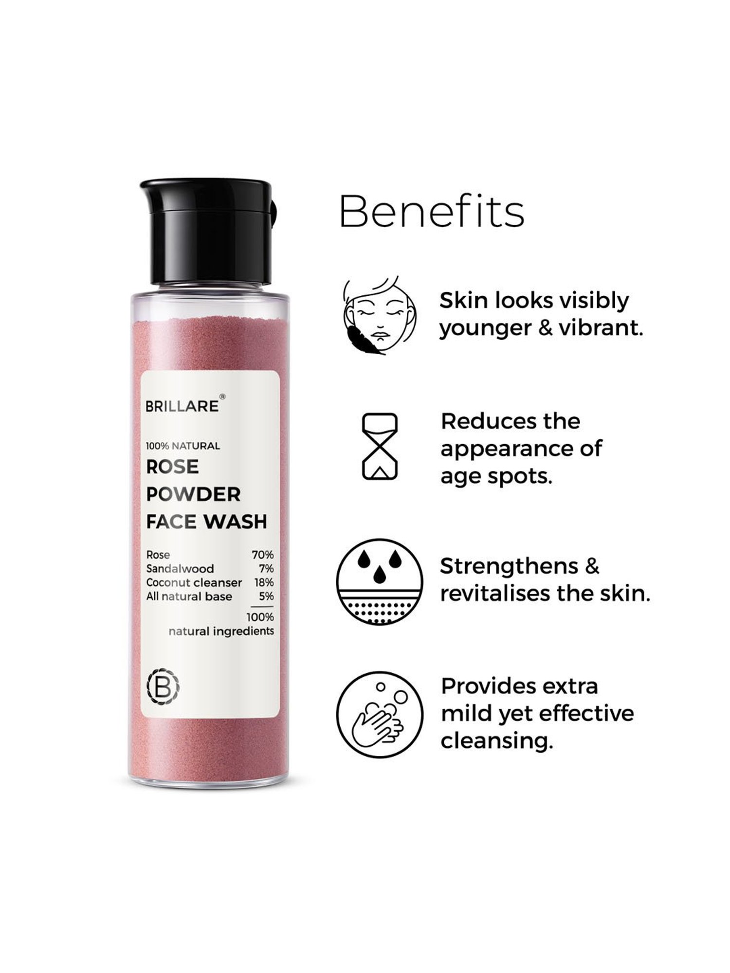 Brillare Rose Powder Face Wash - 30 gm